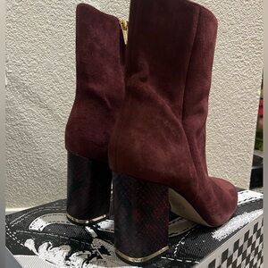 Michael Kors Burgundy Heeled Snake Boots